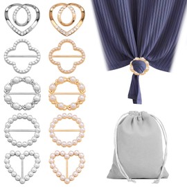 WATUNID 10PCS Scarf Ring Clips, Shirt Clips for Women Clothing, Fashion Metal Circle Buckle Clothes Clips with Storage Bag, Clothes Corner Knotted Button for Women, Elegant Twist Tee Knot Ring