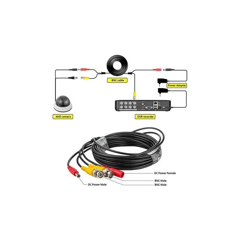 Cable Siames 20 Metros Para Camaras Seguridad Cctv Bnc Video