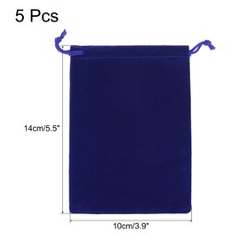 PATIKIL 5pcs Microfiber Pouch 14x10cm Dark Blue Soft Storage Drawstring Gift Bag for Glasses Wedding