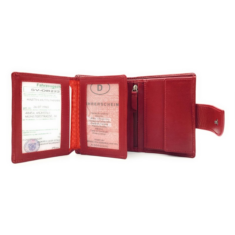 Jockey Club Genuine Leather Security Wallet with RFID Protection, red,