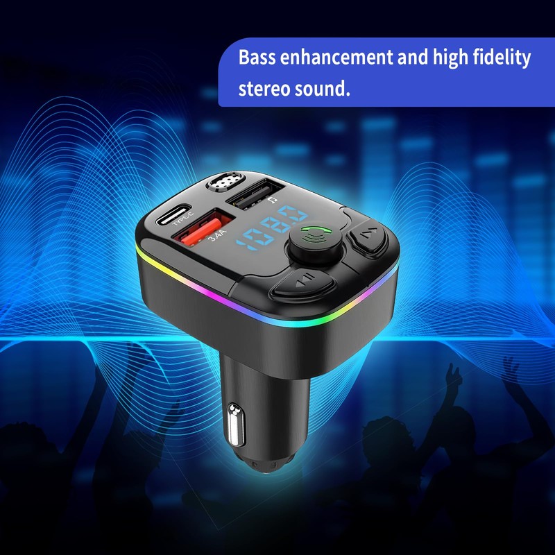 Bluetooth FM Transmitter Auto, Bluetooth 5.3 Adapter mit 5V/3.1A Schnellladung,