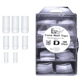 100 CLEAR D TIP FALSE NAIL BOX TIPS NAILS ACRYLIC SALON ABS NAILS EU PRO BOX NO GLUE