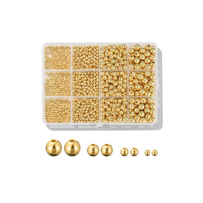 1100 abalorio redondas lisas – 3/4/6/8 mm de oro espaciador