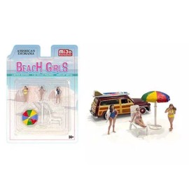 "BEACH GIRLS" 5 PC DIECAST FIGURES & ACCESSORIES SET 1/64 AMERICAN DIORAMA 76481