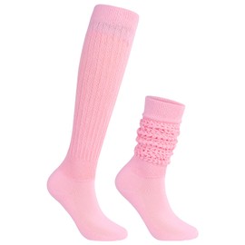 Century Star Scrunch Socks Leg Warmers for Women Pink Slouch Socks Womens Warm Knee High Long Socks Tube Socks Light Pink One Size
