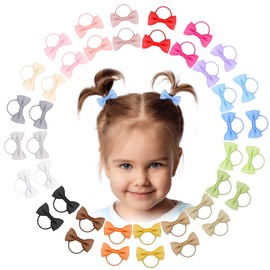 Baby Hair Ties Toddler hair bows 2 Inch Elastic Girls Rubber Hair Bands Small Hair Ties For Ponytail Holders Baby Girls Infants Hair Accessories 40 Pieces (Elegant)