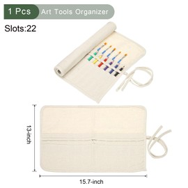 YOKIVE Color Pencil Organizer, Painting Brush Holder Artist Roll Art Craft Supplies Bag for Marker Outdoor Travel Organizing, 22 Slots, White