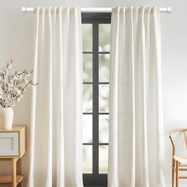 VOIIY 2 Pack Curtain Rods for Windows 18 to 45 Inch(1.5-3.75 Feet),White 1'' Diameter Drapery Rods with End Cap Style Design,Modern Adjustable Heavy Duty Curtain Rod,Size:18''-45''