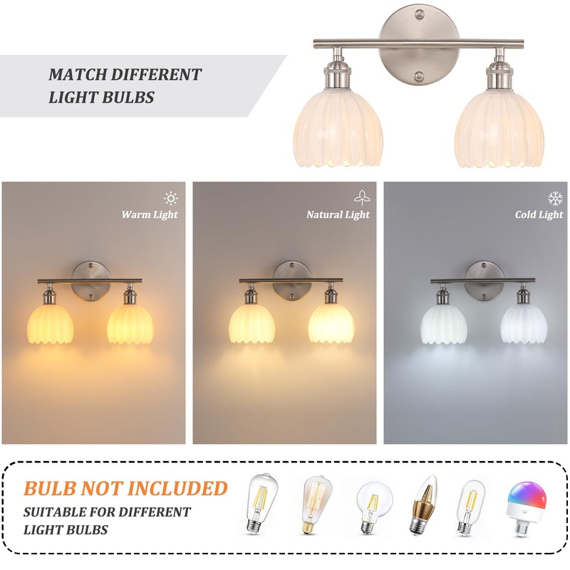 Shenmoyl Bathroom Light Fixtures, 2-Light Vanity Wall Light Over Mirror