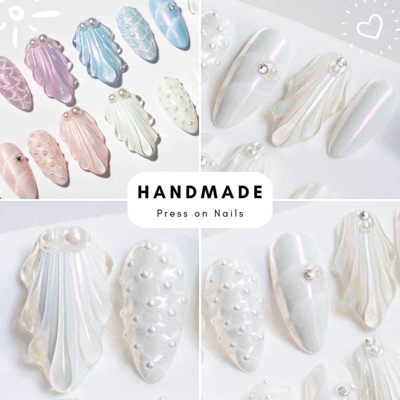 Sun&Beam Nails Handmade Nail Tip, Medium, Long, Almond, False Claws,