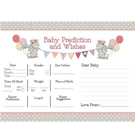 16 Baby Shower Baby Prediction Cards, Wishes & Mum To Be Advice Cards Vintage Bunny 16 Cards Keepsake game activity, unisex, neutral, tea party