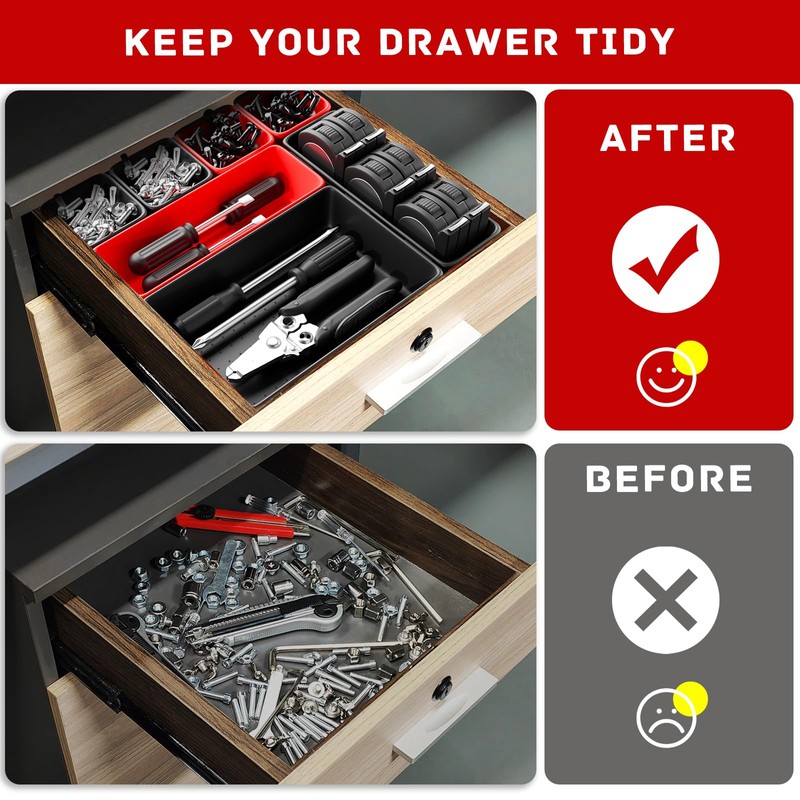 Vexercisehoop Toolbox Organizer Trays, Tool Chest Drawer Organizer with Non-Slip