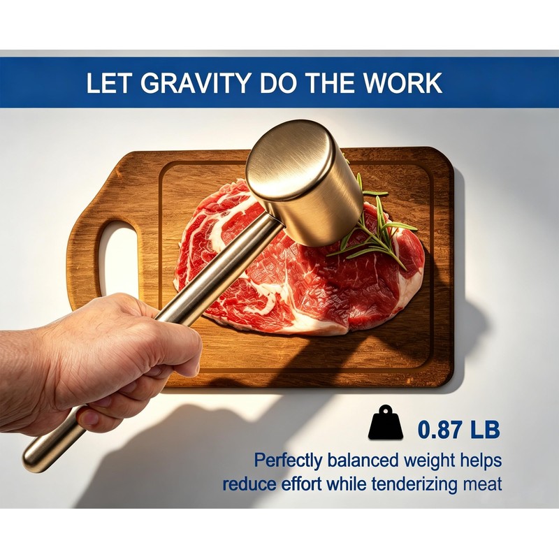 304 Stainless Steel Meat Tenderizer Mallet, Dual-Sided Meat Hammer for