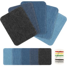 Iron on Patches for Jeans - 10 PCS Denim Repair Patches for Inside Jeans 3.8"x4.9" Iron on Repair Decoration Kit for Clothes Blue Jean Patch for Ripped Clothing