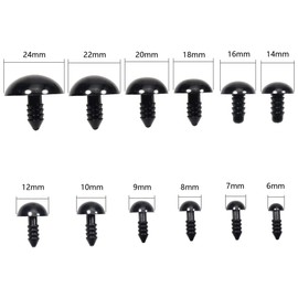 TOAOB 360pcs Plastic Safety Eyes with Washers Craft Eyes Doll Eyes 6 to 24mm for Soft Doll Making DIY Craft Plush Animal