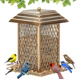 IWNTWY Bird Feeder, Heavy Duty Metal Bird Feeders for Outdoor Hanging, Extra Large Capacity Wild Birdfeeder Lantern Shape Hold 6 LB Seed, Easy to Fill