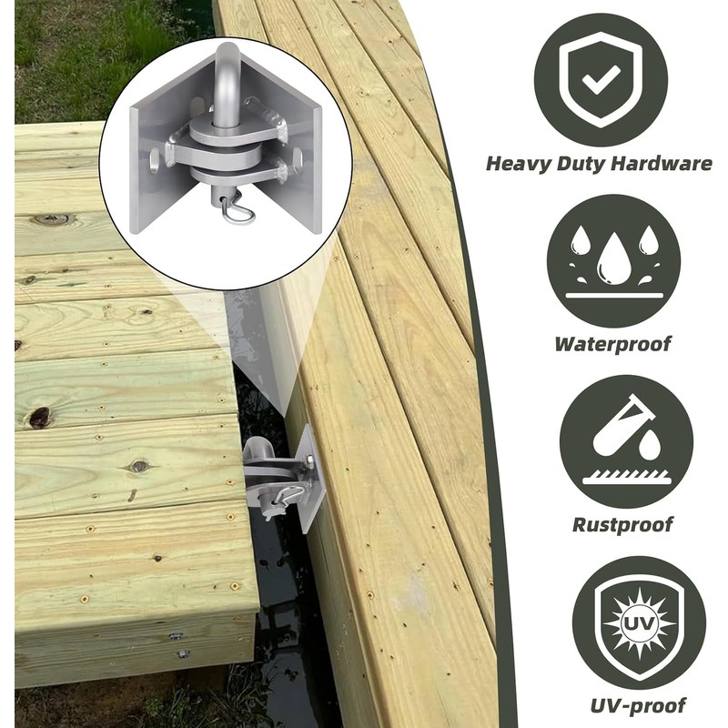 Stationary Dock Connector Hinge Kit,Floating Dock Hinges Hardware Brackets,Heavy-Duty Boat