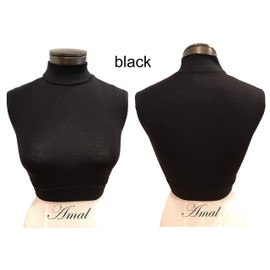 AMAL Muslim Fake Collar Hijab Extensions Neck Cover Under Top USA (Black, M)