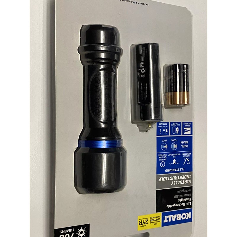 Kobalt Rechargeable 700 Lumen LED Flashlight Waterproof Drop Proof -