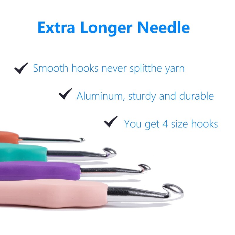 Ortarco Crochet Hooks Set, Ergonomic Soft Handle for Arthritic Hands,