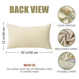 Fahrendom Vintage Floral Bird Lumbar Decorative Rectangle Pillow Cover