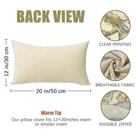 Fahrendom Vintage Floral Bird Lumbar Decorative Rectangle Pillow Cover