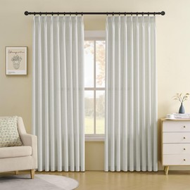 KangBang Pinch Pleated Sheer Curtains 84 Inches for Living Room, Soft Thick Linen Light Filtering Curtains with Hooks, Easy Sliding Privacy Protection Drape,52 "Wx84 L, Soft Grey,1Panel