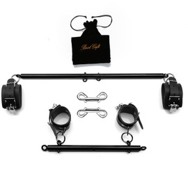 Home Yoga Bar 2Pcs Black Restore Pilates Spreader Bar with 4 Black Adjustable Straps, Expandable Exercise bar Sports Aid Training Fitness Gear, Pilates aid kit