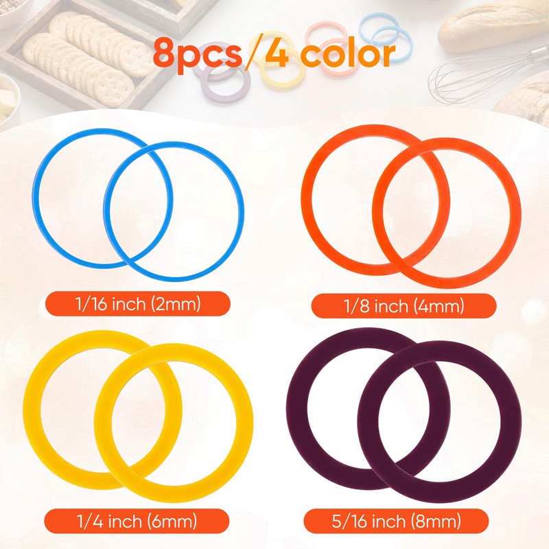 1/16''to 5/16'' Rolling Pin Guide Rings,Dough Thickness Spacer Baking Tools