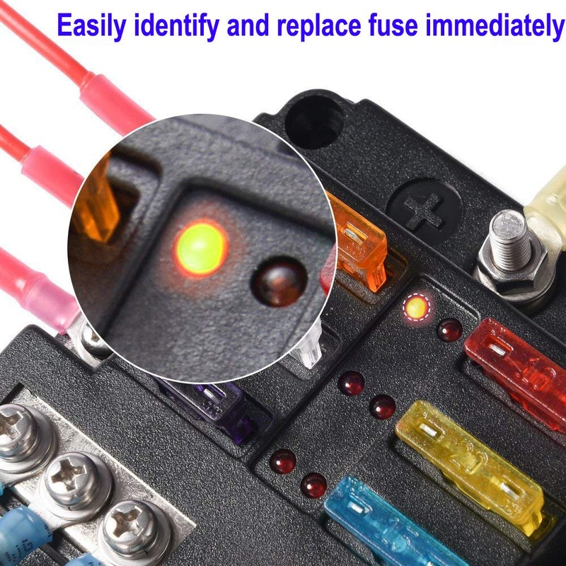 Gebildet 6-Way Fuse Holder, DC 12V-32V 150Amp Standard Fuse Block