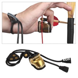 DONGKER Archery Thumb Ring, Archery Finger Tabs PU Leather Thumb Guard Ring for Traditional Bow Shooting