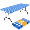 Smiry Picnic Table Cloth 2 Pack, Waterproof Elastic Fitted Tablecloths