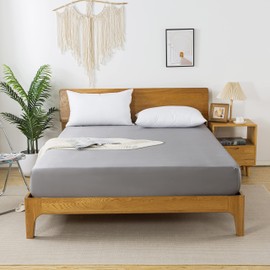 bienDo Bamboo Fitted Sheet, Small Double / 4ft, Grey, Vegan Silk, Cooling, Hypoallergenic, Soft & Cooling, 35cm Deep Sheet for 3/4 Bed, 400TC, All Around Elastic Band (Only Bottom Sheet Included)