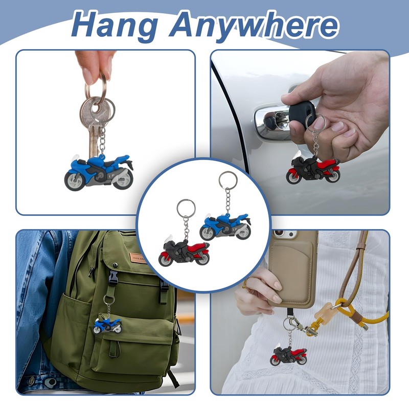Pack of 2 PVC Mini Motorcycle Key Chains - Imitation