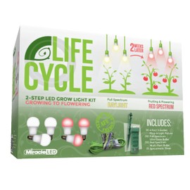 Miracle LED Plant Life Cycle 3-Socket Synchronized Grow Light Kit with 3 Full Spectrum Ultra Grow Bulbs and 3 Red Spectrum Multi-Plant Bulbs with Sproutmatic All-Weather Timer Controls (4-Pack)
