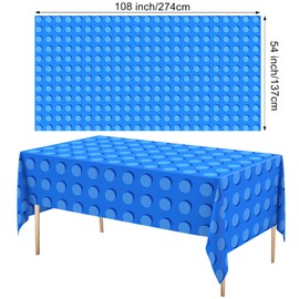 Oudain 4 Pcs 54 x 108 inch Building Block Tablecloths Disposable Waterproof Table Cover Building Block Theme Party Decoration Brick Table Cloth for Kid Birthday (Yellow Red Blue Green)
