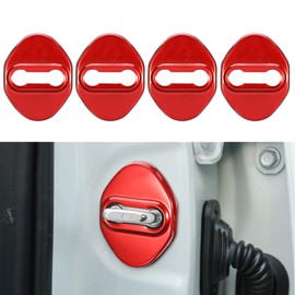 TOMALL 4pcs Car Door Lock Latches Cover Protector Compatible with Toyota 86 Camry Tacoma RAV4 Corolla Highlander Tundra Prius CHR Avalon Accessories Stainless Steel Car Door Lock Decorations (Red)