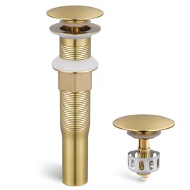 KES Sink Drain without Overflow Anti Clogging Pop Up Drain with Strainer Bathroom Sink Drain Assembly Brushed Gold, S2013D-BZ