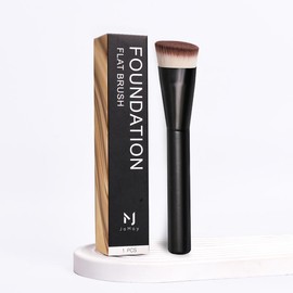 JoMay Flat Slanted Foundation Brush – Quick, Even Coverage | Soft, No Caking, No Product Waste Foundation Flat Brush,30-degree inclined plane,Brand-new Design Makeup Brush,Ultra-soft Touch,Save Time,Powder Puff,Base Makeup Color Adjusting Paper - Color: 