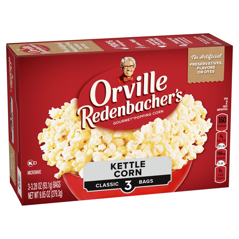 Orville Redenbacher’s Microwave Popcorn, Kettle Corn, 3g Fiber Per Serving,