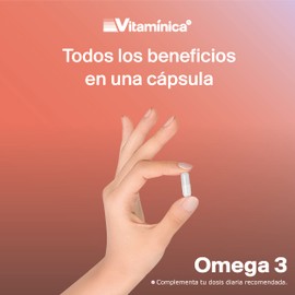 Vitaminica Suplemento de Omega 3 Fish Oil, 90 Cápsulas Blandas en Total, Paquete de 3, 300 mg Cada Una de EPA y DHA, Ácidos Grasos Omega 3, Libre de Gluten, Para Apoyo y Función Inmunológica, Sin Olores ni Sabores, Suministro para 30 Días.