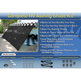 EZ Travel Collection RV Awning Shade Kit Black Motorhome Awning Screen Trailer Kit 10x15