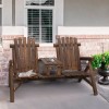 Outsunny Wood Adirondack Patio Bench Chair - Brown