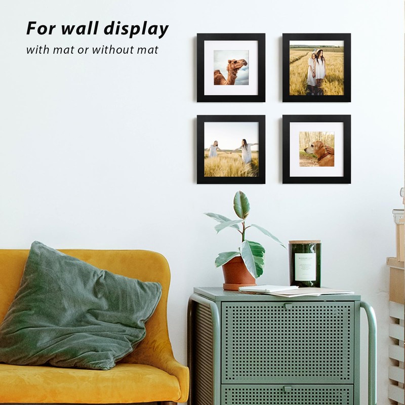 EGOFINE 6x6 Black Photo Frames Set of 4 - Made