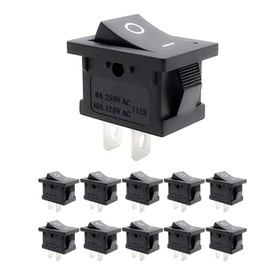 [ShuaWdk] Switch, Mini On, Flocker Switch, Chi Pin Small On/Off, 250V 6A Rocker Toggle, KCD1 Switch Pre-Wired Black Car, Car, Small Fan, Small Appliance Switch, Coffee Pot-10 Pack (F)