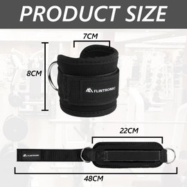 flintronic Ankle Straps for Cable Machine, Gym Cuffs with Double Stainless Steel D-Ring, Gym Ankle Cuff with Adjustable Neoprene Velcro, Muscle Shaping for Men and Women - Rose Red