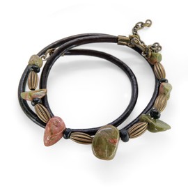 Eslinila Boho Beads Leather Wrap Bracelets for Women Friends, Energy Natural Stone 3 Strand Bracelets Jewelry Gifts