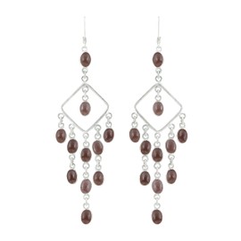 22.00ctw, Genuine Smoky Quartz & 925 Silver Plated Dangle Earrings Made By Sterling Silver Jewelry
