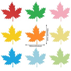 Honbay 54PCS Maple Leaf Paper Cutouts Assorted Color Fall Leaf Bulletin Board Decorations for Thanksgiving Party Back to School Party and Classroom Craft (9 Color, 6.4 Inch)