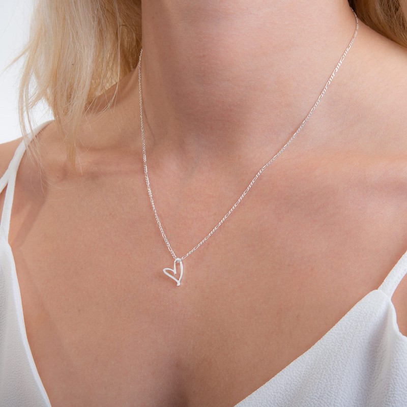 jewellerybox Sterling Silver Stylised Open Heart Pendant